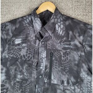 Kryptek Typhon Camo Vented Fishing Short Sleeve Button Up Shirt Mens Camouflage‎